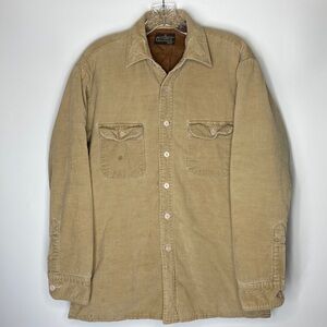 Vintage Sears Sportswear Tan Corduroy Button Down Lined Shirt Shaket Small